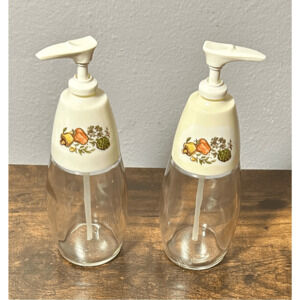 2 Vintage 1970s Gemco Ware Salad Dressing Pumps Spice of Life Mushroom USA